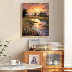 Framed Paint by Numbers Kit for Adults Beginner, Countryside Sunset Adult Pai…