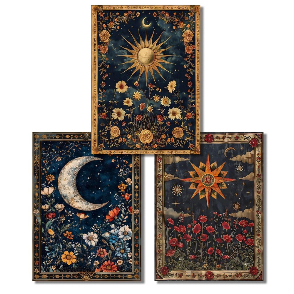 3 pack Sun Moon Stars Paint by Numbers Kit for Adults Beginner,Celestial body…