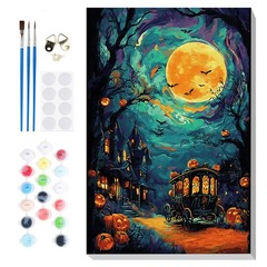 Halloween Framed Paint By Numbers Spooky Starry Witch Night Sky Full Drill