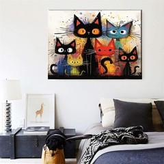 Cat Paint by Numbers Kit for Adults Framed Canvas,Animal Painting by Numbers Kit