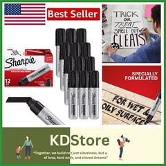Durable Magnum Permanent Markers – 12 Black Chisel Tip Pens for Art & Industry