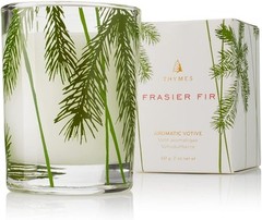 Thymes Frasier Fir Pine Needle Candle – 2 oz, Clear with Design