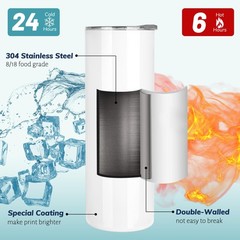 12 Pack Sublimation Tumblers 20 oz Bulk Blank Tumblers Skinny Straight Flat B…