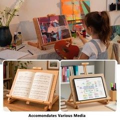 Tabletop Easel Stand for Painting, Solid Beech Wood, Natural