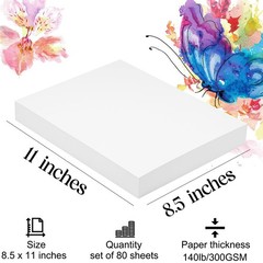Watercolor Paper 8.5×11 inches 80 Sheets,Heavyweight Artist Paper 140lb/300GSM C