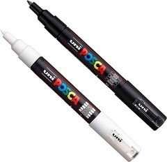 Extra Fine Tip Paint Markers – 2 White & Black for Artists and Crafters