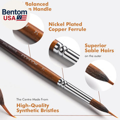 Watercolor Brushes Professional, 9Pcs Sable Paint Brushes & Natural Squirrel Mo
