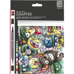 Marabu Aqua Pen Graphix Marker Set Manga Watercolour Drawing 12 Pack – MEGA MASH