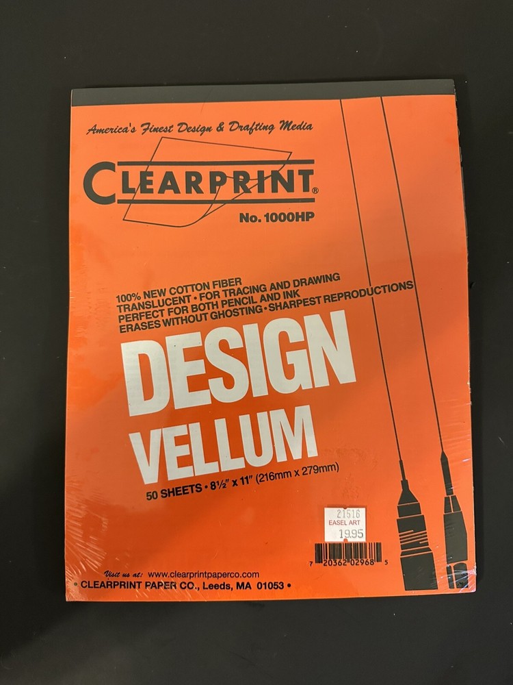 Clearprint Design Vellum Art Paper 50 Sheets 100% Cotton New Sealed Pack