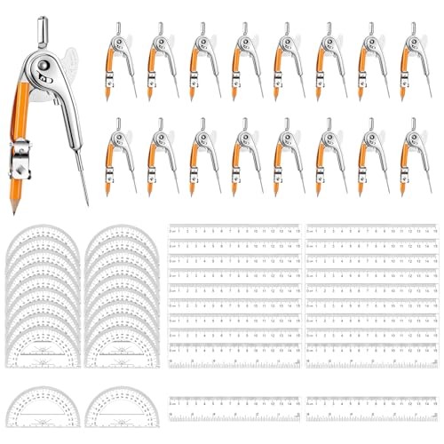 80 PCS Geometry Set – Compass Geometry Tool with Protractor and Compass Set,