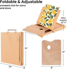 VISWIN Tabletop Easel with Drawer & Palette – Adjustable Beech Wood Sketch Box