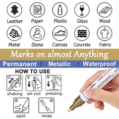 Gold and Silver Paint Pens – 6 Pack Oil Based Metallic Permanent Markers, Med…