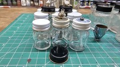 Lot Of 22 Assorted Airbrush Bottles With Lids And Siphon Attachments