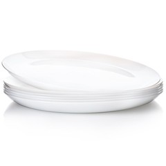 UMEIED 10″ White Dinner Plates Set of 6, Glass Serving Dish with Specks, Roun…