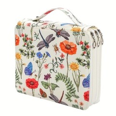 120 Slots Colored Pencil Case with Zipper Flower Pattern Art Drawing Pencil Bag