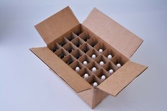 Clear Frosted Boston Round Glass bottles Black & White Bamboo Cap 30ml 24 Pack