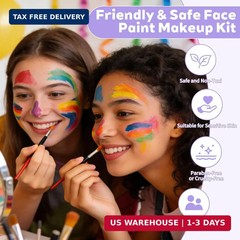 42 Color Face Painting Kit – Non-Toxic Water Activated Face & Body Paint Set wit
