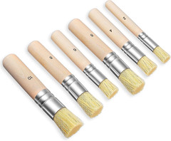 6Pcs Wooden Stencil Brushes, Natural Bristle Paint Brush Set in 6 Sizes, Wooden