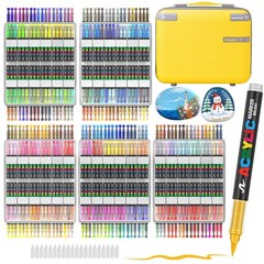360 Colors Acrylic Paint Markers with a storage box, Soft Brush Tip Acrylic M…