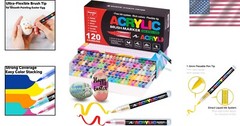 Non-Toxic 12 Color Acrylic Paint Markers with Brush Tip – Perfect for DIY Crafts