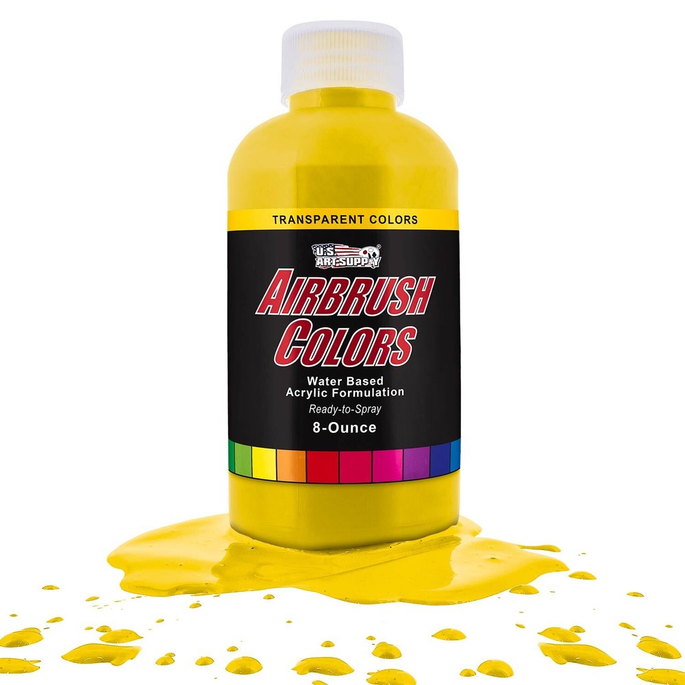 US Art Supply 8-Ounce Transparent Bright Yellow Airbrush Paint