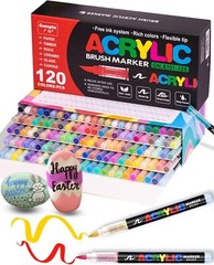 Non-Toxic 12 Color Acrylic Paint Markers with Brush Tip – Perfect for DIY Crafts