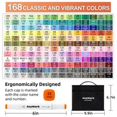Alcohol Markers, 168 Colors Dual Tip Art Coloring Markers Set for Kids Adult …