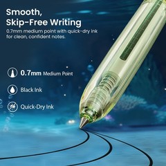 Luminous Gel Pens Set – 0.7mm Medium Point Black Ink, 2 Pens & 2 Refills, Smooth