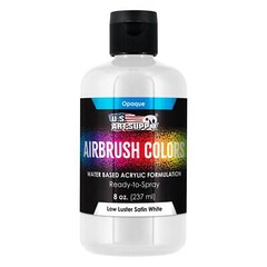 U.S Art Supply Low Luster Satin White Airbrush Paint 8 oz Ready to Spray Acrylic