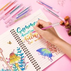 DUULEMANG Glitter Gel Pens 24 Colors Fine Tip Art Markers Set for Adult Coloring