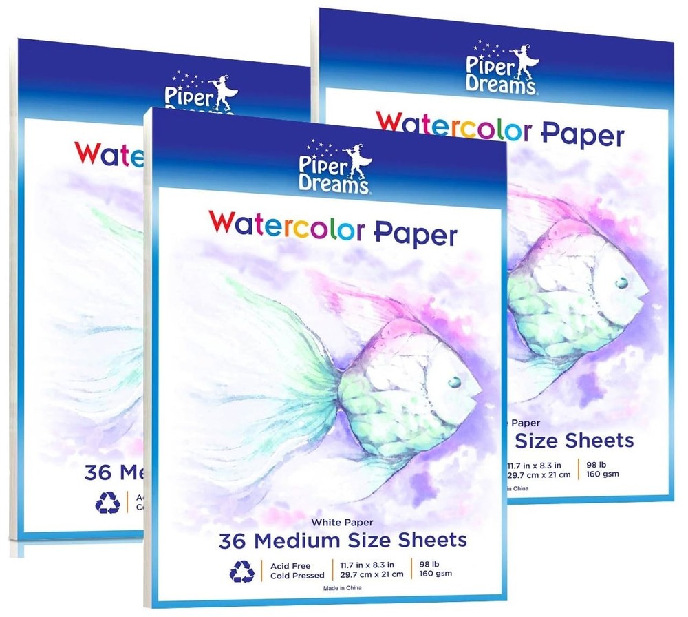 108 PCS Art Paper 11.7×8.3 Inch Watercolor Drawing Crafts Loose White Sheet