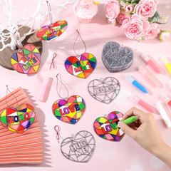 Blueweenly 36 Pcs Valentine’s Day Craft Kit 24 Pcs Heart Suncatchers Painting Cr