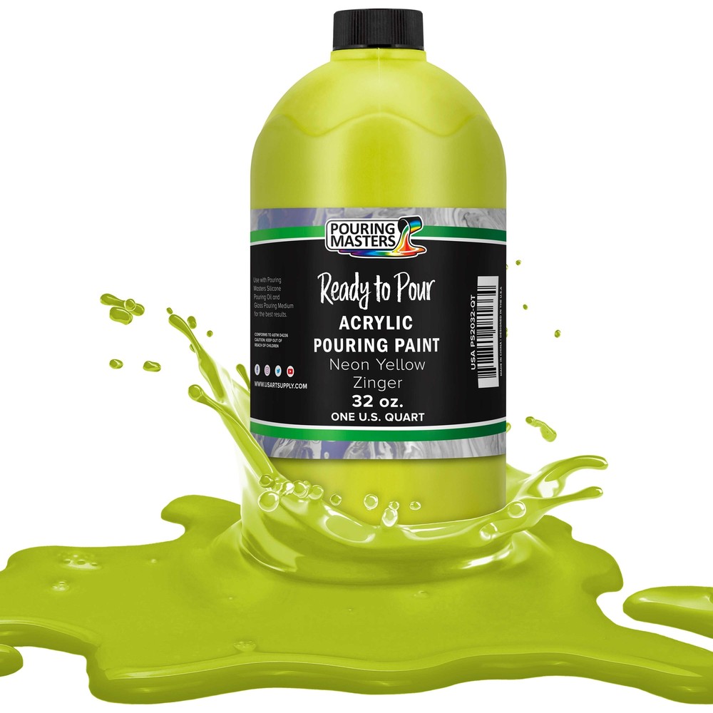 Pouring Masters Neon Yellow Zinger 32-Ounce (Quart) Acrylic Pouring Paint
