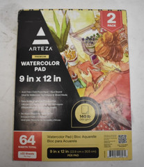 Arteza Premium Watercolor Pad Cold-Pressed 9″ x 12″ 32 Sheets Pack of 2