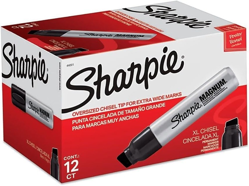 Permanent Marker Sharpie Magnum XL Chisel Tip Black Pack of 12 Durable Aluminum