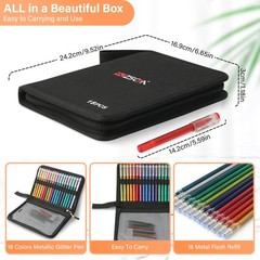 ZSCM 36 Pack Metallic Glitter Gel Pens Set, 18 Colors Sparkle Gel Pens with 1…