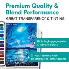 MozArt Supplies Watercolor Paint Essentials 25 Piece Set, set 24