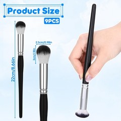 9 PCS 0.6 Inch Oval Blending Mop Brush Short Wooden Handle Acrylic Face Oil