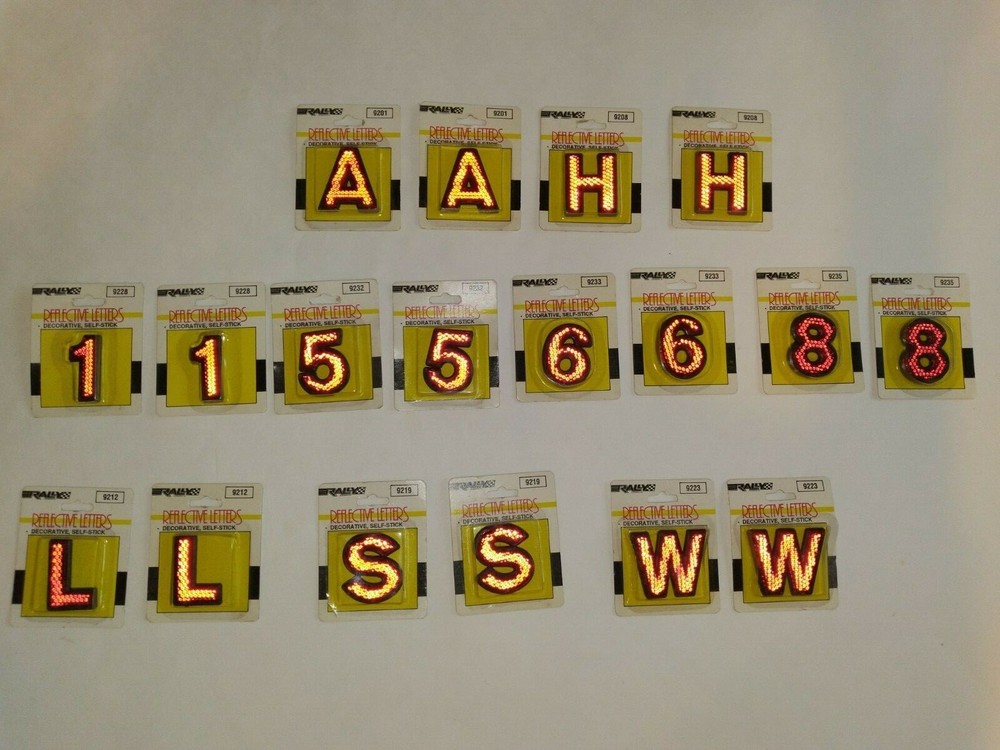 1 1/2″ Red and Gold Reflective Press On Characters 18 Pieces