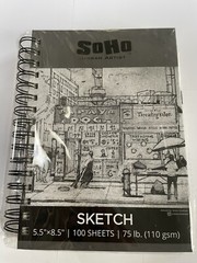 LOT OF 4 – Soho Urban Artist Sketch Pad Spiral Bound 100 Sheets 5.5 X 8.5in 75lb