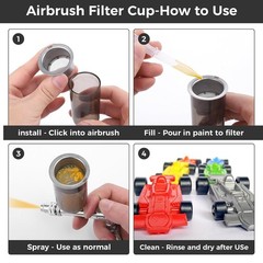 4Pack Airbrush Paint Filter Cup Strainer Accessory for Airbrush Parts
