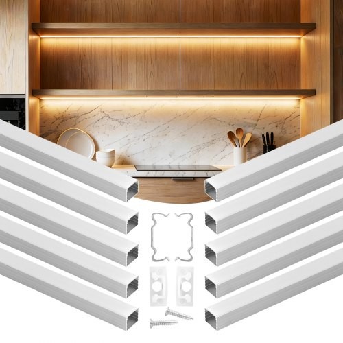 10-Pack 6.6 ft/2M Plus-Size U Shape LED Aluminum Channel, with Milky Cover, …