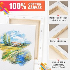 Stretched Canvas for Painting, 8″x10″, 11″x14″, Pack of 2, Pre-Primed Canvase…