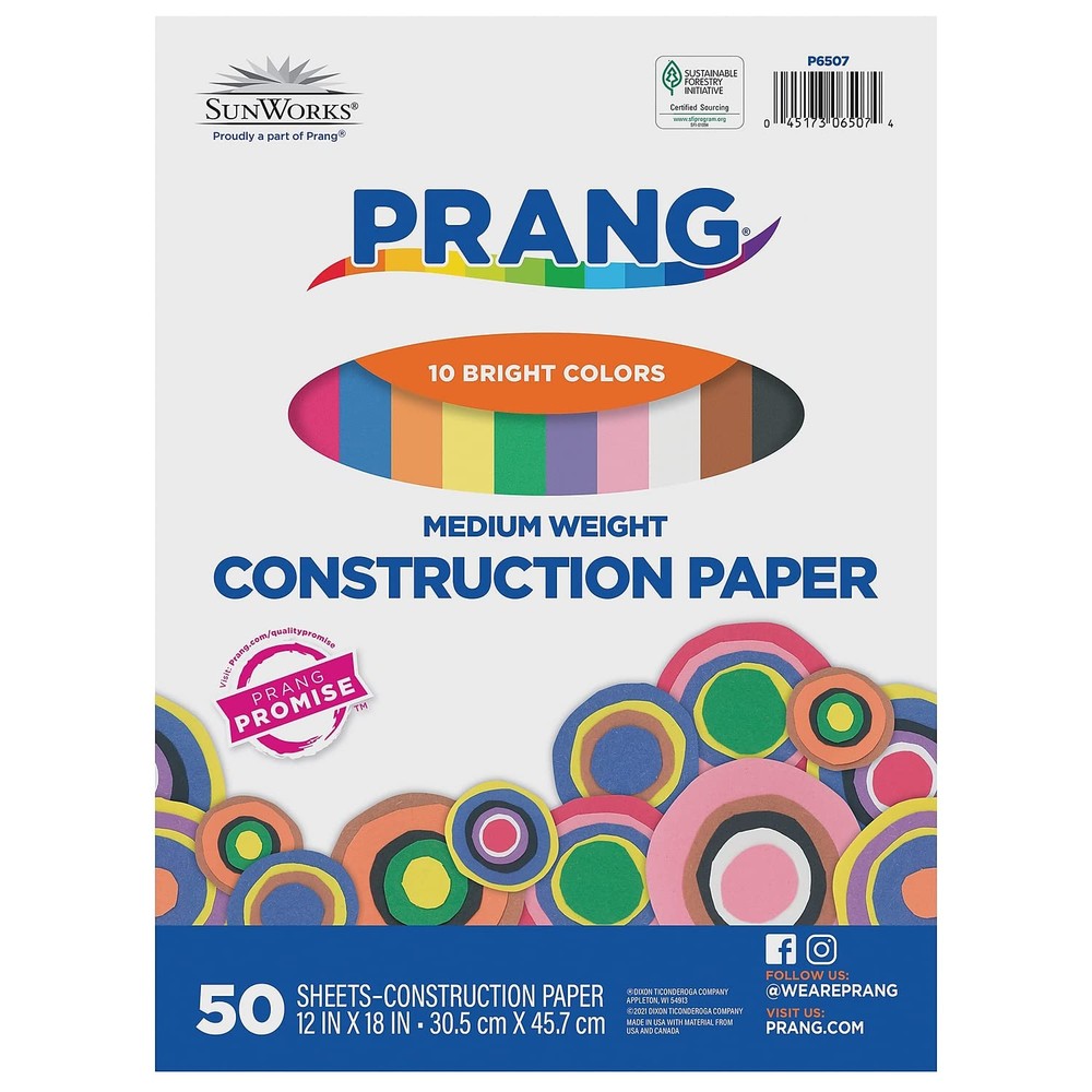 Prang Medium Weight Construction Paper 50 Sheets All Purpose Bright Colors