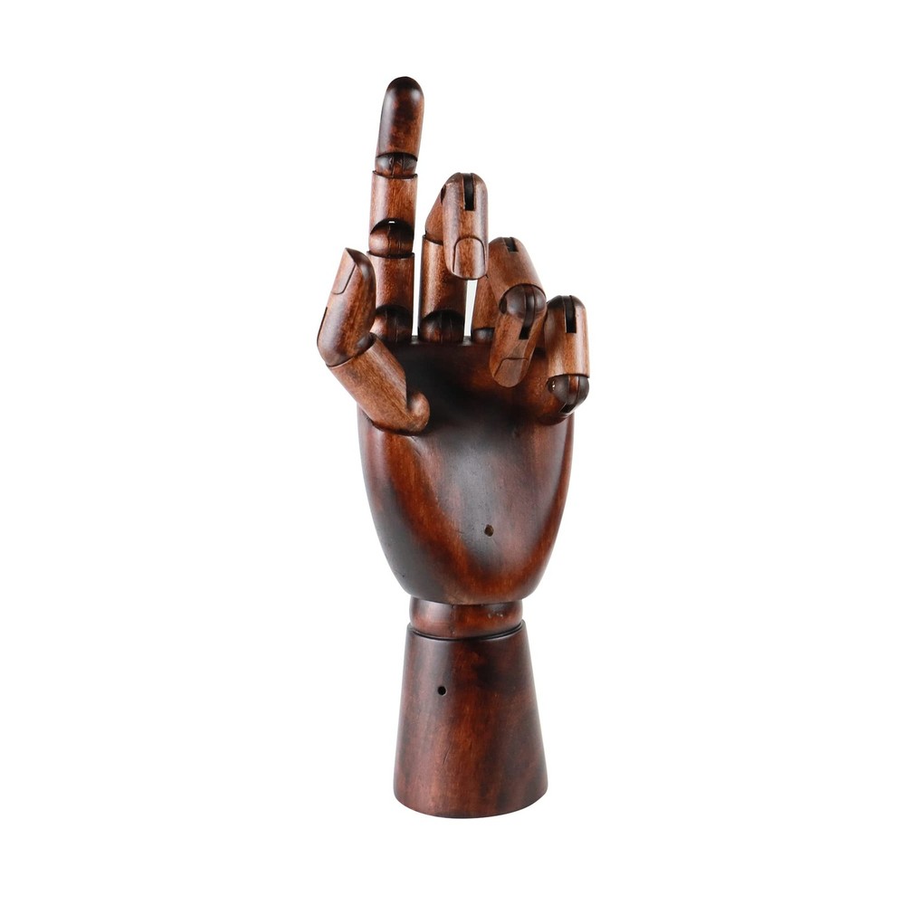Wooden Hand Model for Artists, Articulated Mannequin Left Hand Figure, 10.2-inch