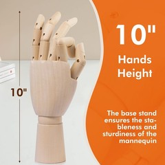 Falling in Art Wooden Hand Model, 10Inches Left Hand Mannequin Figure for Jew…