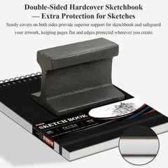 9″ x 12″ Sketch Book, Top Spiral Sketchbook Hardcover, 9×12 – 1 Pack, Black