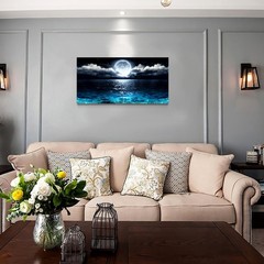 Wall Art Moon Sea Ocean Landscape Picture Canvas Wall Art Print Paintings Mod…
