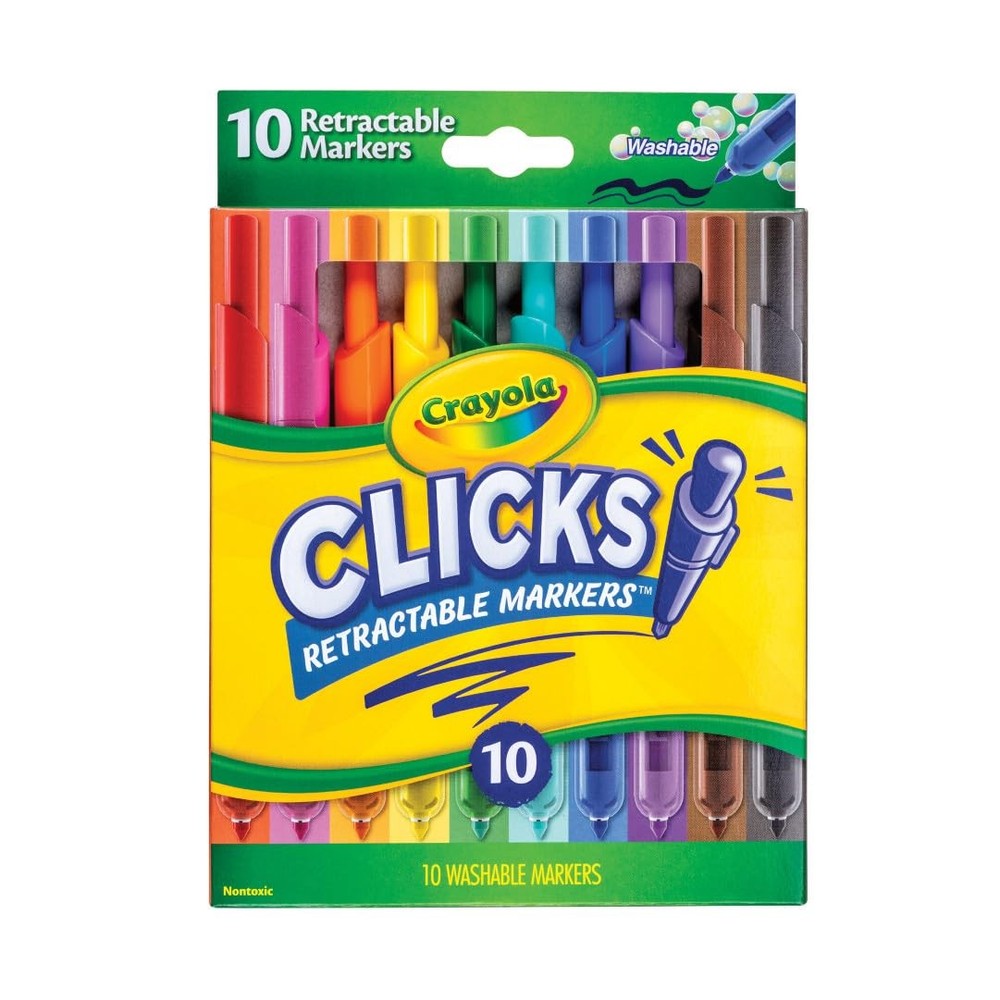 Crayola Clicks Retractable Tip Markers 10ct, Stocking Stuffers for Kids
