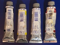 (4) Royal Talens VAN GOGH Oil Colors Black 701 Yellow 261 White 104 Deep Red 313